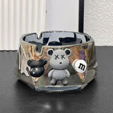 简艺饰家烟灰缸ins高颜值防飞灰家用客厅玻璃烟灰缸创意办公室烟缸摆件