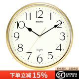 SEIKO日本精工时钟客厅挂钟挂墙石英钟中式轻奢钟表创意现代简约免打孔 QXA001G/电镀边框