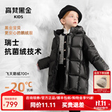 高梵黑金儿童鹅绒服抗菌绒宝宝羽绒服男女童中长款幼儿园1-7岁男女孩 YT黑色（现货） 120