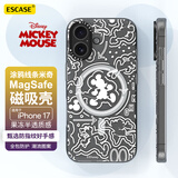 ESCASE适用苹果17手机壳iphone17保护套Magsafe磁吸充电防摔镜头磨砂IML涂鸦迪士尼线条米奇