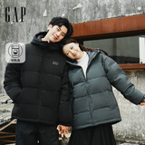 盖璞（GAP）男装秋季款logo宽松连帽泡芙羽绒服百搭简约外套791896 黑色 3XL (185/108A)亚洲尺码 【偏大，建议拍小一码】