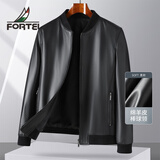 富鋌【高端严选绵羊皮】男士真皮皮衣男款春秋皮夹克休闲棒球领外套男