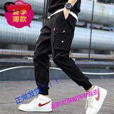 边七 港味文艺男大码工装裤潮牌束脚裤韩版秋冬款男裤子哈伦宽松学生 K32黑色夏季薄款尺码偏小 S建议85-100斤