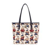 小熊依恋单肩手提托特女包大容量学院风小熊图案通勤包包圣诞礼物