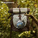 Mr.ace Homme轻便防水大容量露营包旅行书包运动户外背包男 烟灰棕+杏帽子