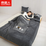 南极人加厚折叠抱枕被子两用珊瑚绒空调毯子午睡办公室汽车载枕头二合一 猫咪家族灰（双面牛奶绒） 折叠50*50CM展开被子145*190CM