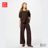 优衣库女装麻混纺松紧长裤/休闲裤473791 38 深褐色 L /160/70A