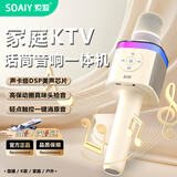 索爱（soaiy）MC62 麦克风音响一体儿童话筒k歌家庭KTV蓝牙音箱神器无线唱歌家用卡拉ok 油彩白