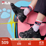 FILA 斐乐猫爪鞋4代女鞋老爹鞋情侣运动鞋复古时尚休闲鞋网面透气 【女款】黑-BK 38.5