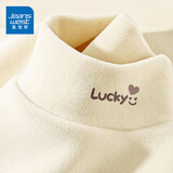 真维斯（JEANSWEST）德绒打底衫女装秋冬季长袖t恤上衣服加绒保暖加厚内搭半高领秋衣 米色 小幸运笑脸棕_K_左领角 L