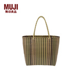 无印良品（MUJI） 手编包 环保材料 手提包菜篮子编织包 包包 度假沙滩包 绿色格纹/大号(两种花色) NONE