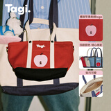 Tagi.《想象苹果》拼色设计大容量通勤秋冬复古帆布包托特斜挎包送女友 莓果【小号】