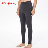 羊老大羊毛蚕丝棉裤男修身保暖裤男款羊毛裤打底裤软绵绵保暖内衣男 新品黑灰色（升级暖姜里料） 2XL (175/88B)