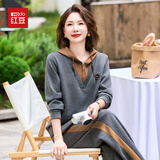 红豆（Hodo）中年妈妈装时尚休闲套装50-60岁中老年女装连帽卫衣运动服两件套