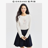 佐丹奴长袖T恤女秋冬纯棉田园主题印花圆领休闲上衣13394790