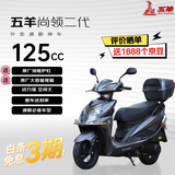 五羊尚领二代+125踏板摩托车燃油整车外卖骑手代步家用通勤磨砂黑