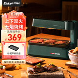 EASYGRILL 迷你电烤炉家用2-3人小型烤肉锅室内无烟烧烤机上下加热烧烤炉烤串机电烤盘新款家用烤炉 莫兰迪绿-标配 1层
