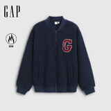 GAP男女装2025秋季新款大G字母仿羊羔绒宽松夹克开衫卫衣787408 海军蓝 L (175/96A)亚洲尺码