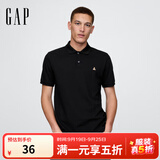 Gap男女装2025春季新款小熊刺绣短袖T恤休常规polo衫美版708395 黑色 XS 美码 S亚洲码175/88A