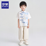 罗蒙儿童汉服套装男童小男孩国风唐装中秋节毕业演出服 蓝色110