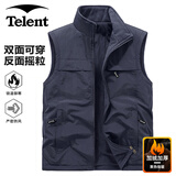 天伦天（Telent）棉马甲男秋冬户外加绒双面穿防寒保暖无袖马夹外套上衣 藏青 L