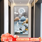 瑞尚（RUISHANG） 玄关装饰画现代简约进门壁画山水墙画竖版晶瓷画欧式轻奢挂画 石来运转B 70*140cm/晶瓷面+铝合金边框