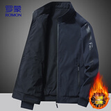 罗蒙（ROMON）夹克男冬季商务休闲加棉外套户外运动时尚百搭双面穿上衣9深蓝XL