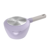 悦味 奶锅不粘锅婴儿宝宝辅食锅三角锅热牛奶煮面汤锅燃气电磁炉通用 薄雾紫（1-2人适用） 18cm 1.9L