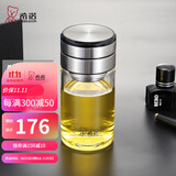 希诺（HEENOOR）茶水分离玻璃杯单双层泡茶杯带滤网加厚隔热男女士高档潮流水杯子 本色-360ml【单层加厚】机械螺纹 独立茶仓+礼盒装