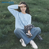 真维斯（Jeanswest）纯棉长袖t恤女春季2026新款oversize上衣小个子宽松内搭打底衫