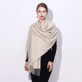 达芬奇密码围巾秋冬季保暖仿羊绒男女款韩版纯色披肩生日礼物中秋送礼 裸色
