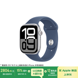 Apple/苹果 Watch Series 10 智能手表GPS+蜂窝款46毫米银色铝金属表壳丹宁色运动型表带M/L MWYG3CH/B