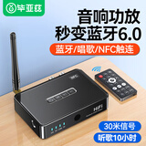 毕亚兹 蓝牙接收器6.0 音箱功放机AUX无线音频适配手机APP控制可麦克风/RCA/AUX/NFC/TF卡/U盘/天线连接