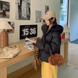 YAOJI2025新款棉衣女短款外套不臃肿轻薄小个子冬装夹棉洋气羽绒棉袄潮 黑色 L 100-120斤