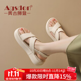 奥古狮登（Agsdon）凉鞋女夏季新款厚底松紧带凉鞋女外穿时尚凉鞋 342077 米色 35