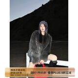 付智恩芦苇花 芬兰进口狐狸毛典雅轻盈年轻感圆领皮草外套女 深灰绿 M