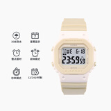 LASIKA手表男学生电子表小方块青少年初中生运动防水情侣表中学女孩腕表 奶白淡绿（小号6-16岁）