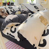 雅鹿床上四件套床单被套单人学生宿舍磨毛被罩双人家用四季床品套件 GD帕丁熊 1.8m 床单款 四件套-被套180*220cm
