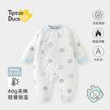 翘脚鸭婴儿衣服40g新生儿连体衣加厚夹棉服保暖秋冬季满月宝宝纯棉睡衣