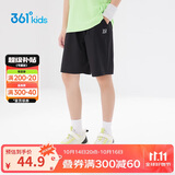 361°儿童短裤夏季男女童3-12岁透气运动裤梭织五分裤 黑 140
