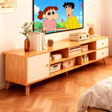 第一森林新中式客厅实木电视柜落地轻奢小户型可伸缩原木风卧室储物收纳柜 主图款丨加粗实木腿丨橡木+暖白色120CM 15min搞定丨简易安装带安装工具