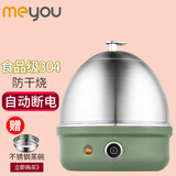 名友（meyou） 煮蛋器304全不锈钢多功能家用早餐单层小型水干断电防干烧自动断电迷你蒸蛋器煮鸡蛋 单层 复古绿【新款PP防烫底座】