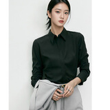 特洛曼好打理免烫抗皱黑色衬衫女长袖职业显瘦气质正装面试休闲女士衬衣