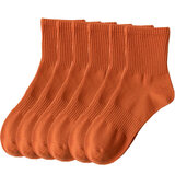 楼棉袜子男士简约百搭纯色小白袜透气吸汗防臭中筒袜秋冬季双针棉袜 超值自用特价清仓款10双砖红（稍厚） 10双 均码