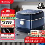 大松格力【董姐同款】铸铁电饭煲真0涂层电饭锅4-5-6人 黑金赤焰釜铁锅家用压力电饭煲4L IH加热 4015C
