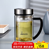希诺双层玻璃杯男家用商务办公水杯带手柄泡茶杯子XN-9320 290mL