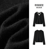 森马（Semir）陈都灵|含羊绒毛衫女短款修身正肩显瘦针织衫秋冬亨利领发热毛衣