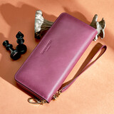 老人头牛皮女士钱包大容量长款零钱卡包钱票夹手拿包女友生日情人节礼物