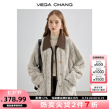 VEGA CHANG皮毛一体短外套女2025年秋冬新款宽松显瘦高级感名媛风毛绒大衣 常规版 S