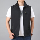 步行龙 男装马甲薄款速干背心多口袋马夹休闲外套1908 黑色 7XL (适合225斤-240斤)